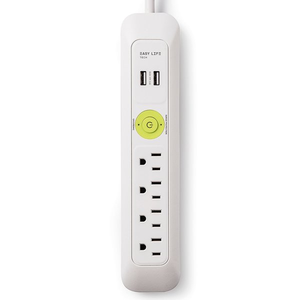 Easylife Tech 4 Outlet 2 USB Port Pwr Strip 1200J Surge Protector 6FT Ext Cord, PK 3 0-2628-PK